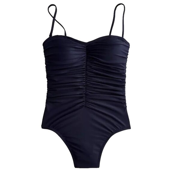 J Crew Ruched Sweetheart One-Piece Swimsuit Black 22 - Picture 1 of 7